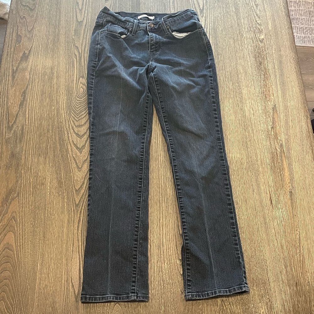 Levi's 505 Straight Leg Jeans Pockets Regular Fit Denim Dark Wash Size 4 Short
